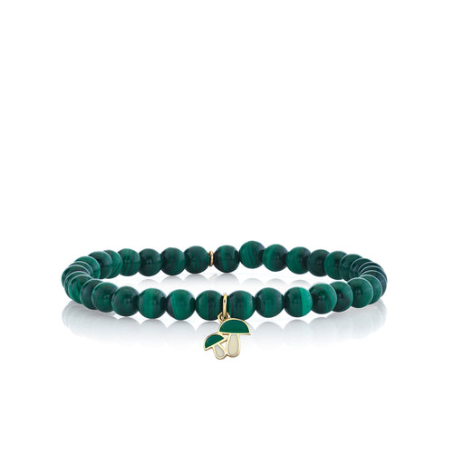 Kids Collection Gold & Enamel Mushroom on Malachite