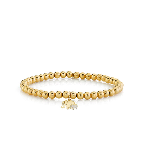 Gold & Enamel Elephant Family On Gold Beads