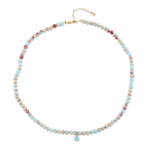 Kids Collection Gold & Enamel Happy Face Impression Jasper Necklace