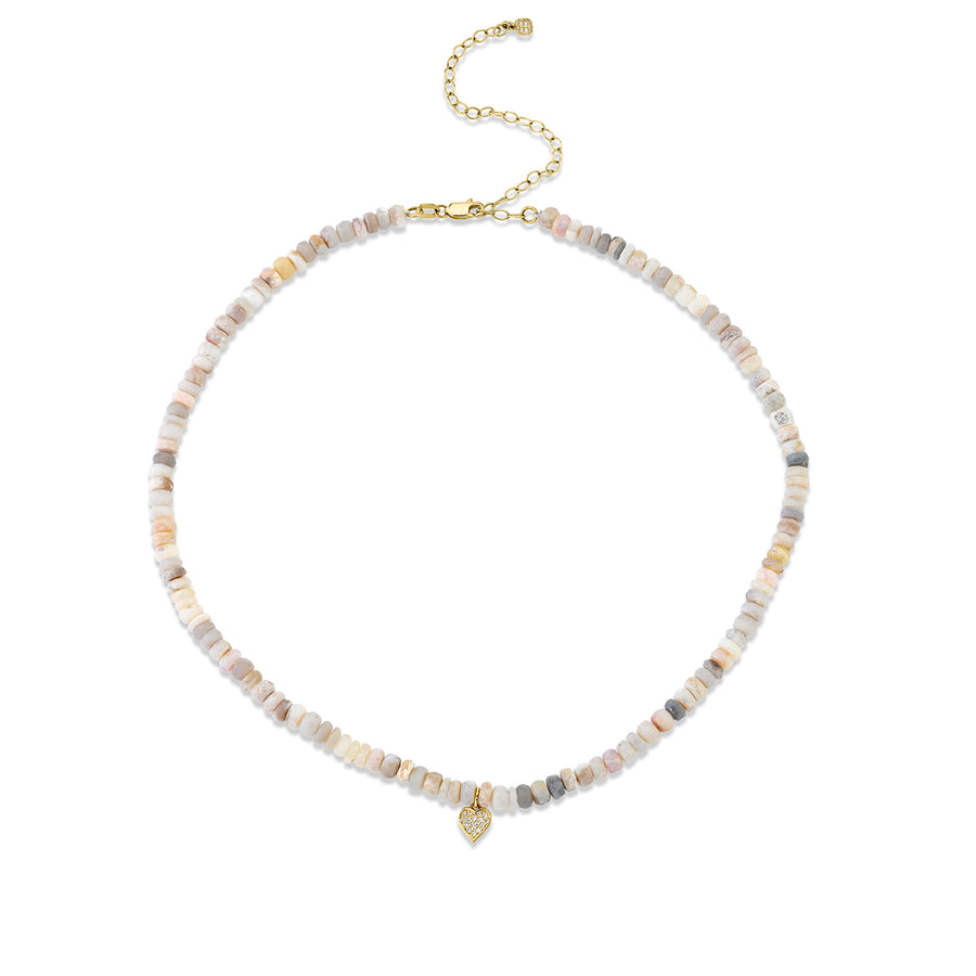 Gold & Diamond Small Heart Australian Opal Necklace - Sydney Evan Fine Jewelry