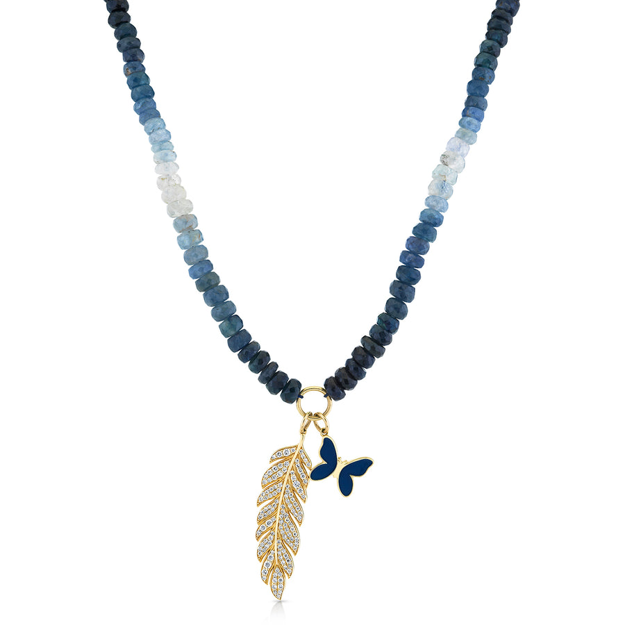 Gold & Diamond Butterfly & Feather Sapphire Necklace - Sydney Evan Fine Jewelry