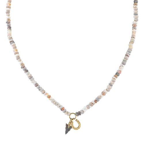 Men's Collection Gold & Diamond Horseshoe & Arrowhead Australian Opal Necklace