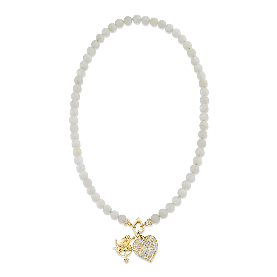 Gold & Diamond Angel Heart Moonstone Necklace - Sydney Evan Fine Jewelry