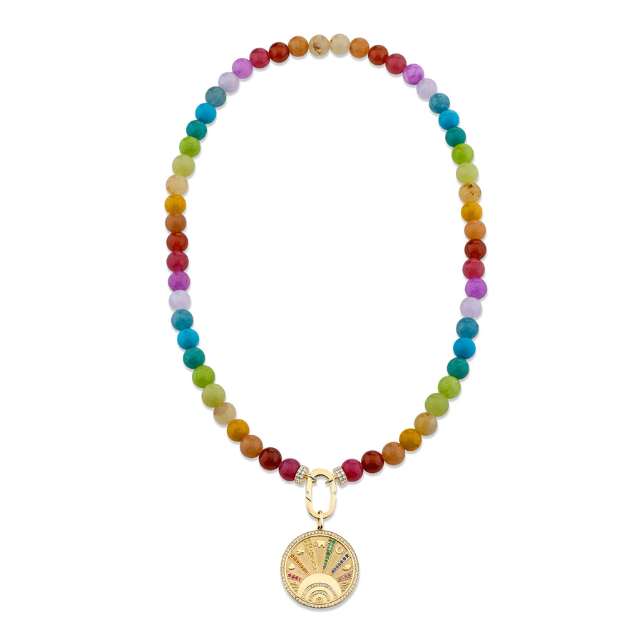 Gold & Rainbow Evil Eye Luck Coin Jade Necklace - Sydney Evan Fine Jewelry