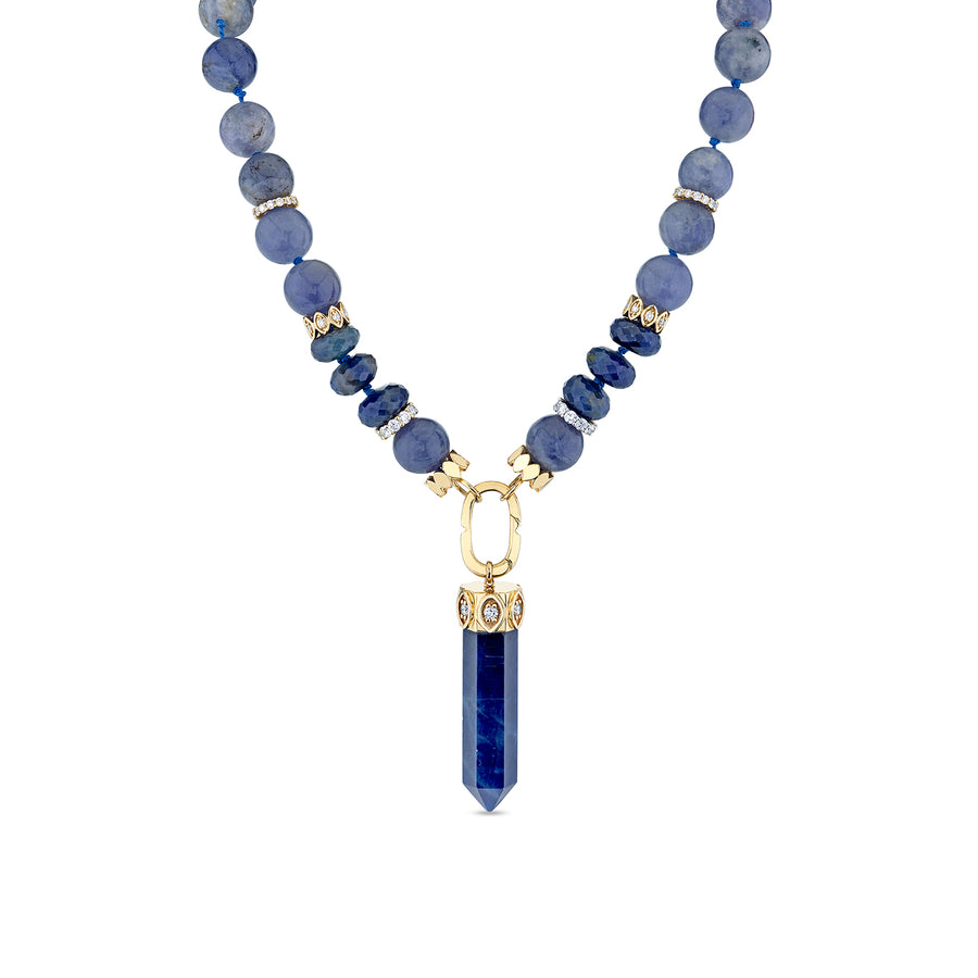 Gold & Diamond Marquise Eye Large Sapphire Pendant Necklace - Sydney Evan Fine Jewelry