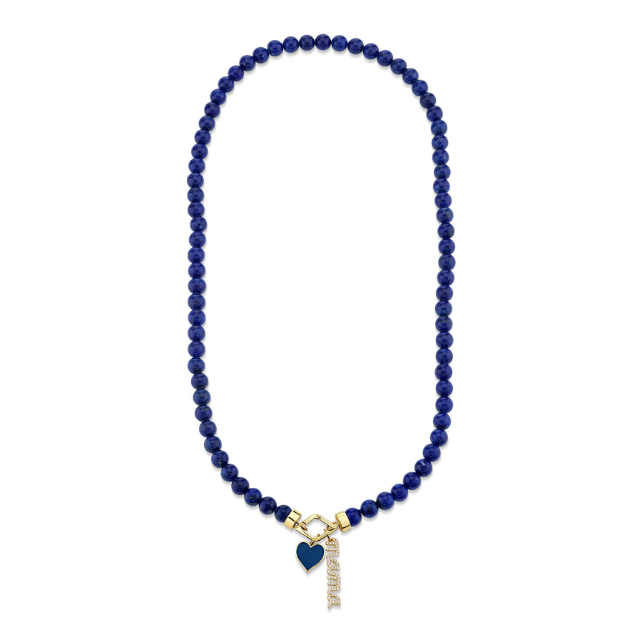 Gold & Diamond Mama Heart Lapis Necklace - Sydney Evan Fine Jewelry