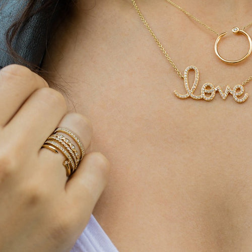 Gold Nail Ring with Bezel-Set Diamond