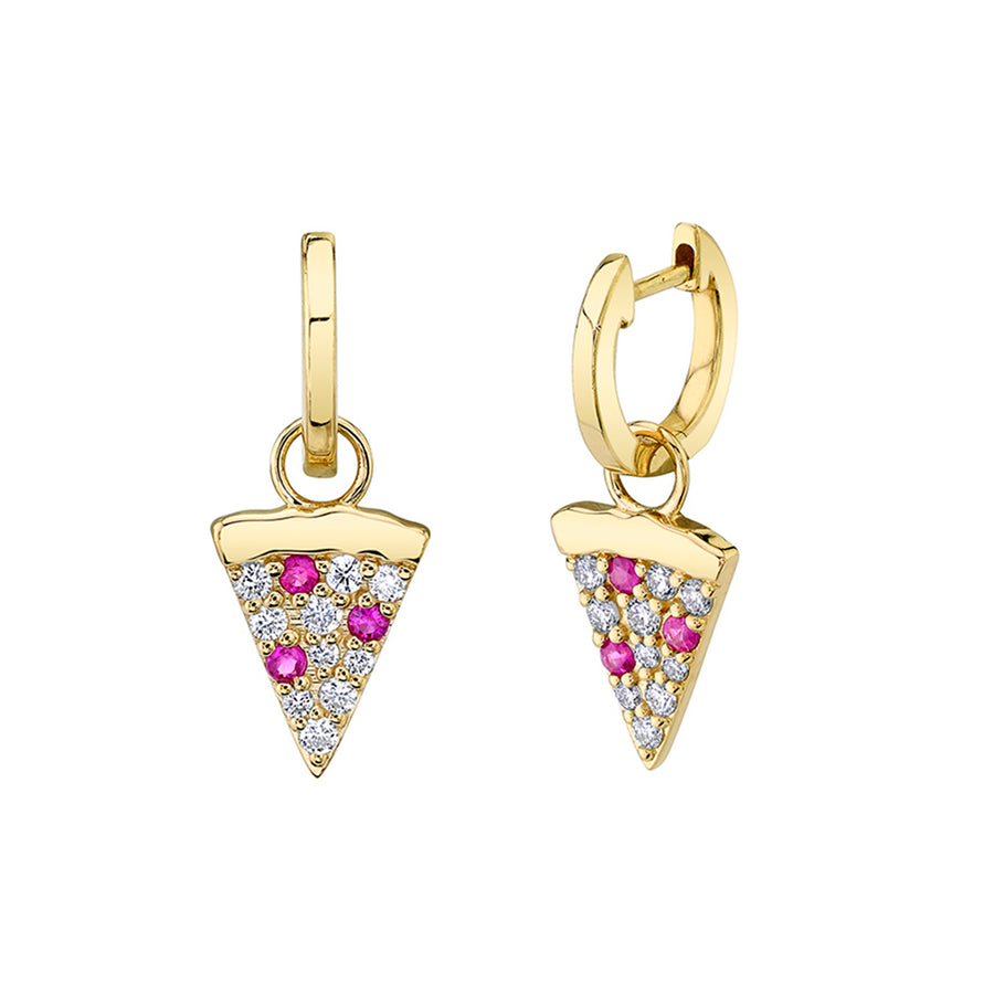 Gold & Diamond Pizza Slice Charm Hoops - Sydney Evan Fine Jewelry