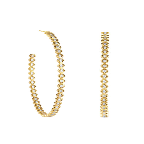 Gold & Diamond Large Marquise Eye Hoops