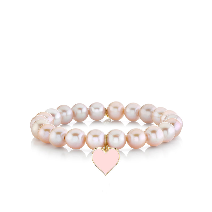 Gold & Enamel Heart on Natural Pink Pearls - Sydney Evan Fine Jewelry