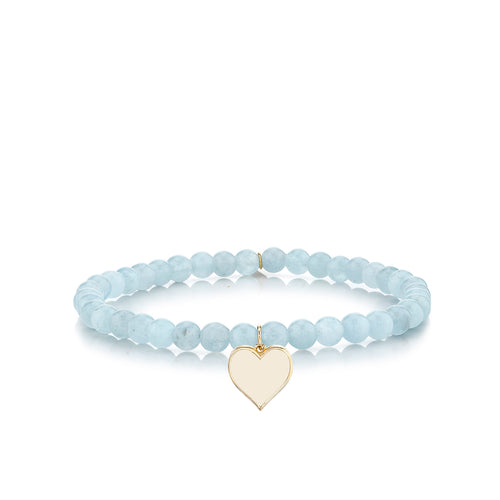 Gold & Enamel Heart on Aquamarine