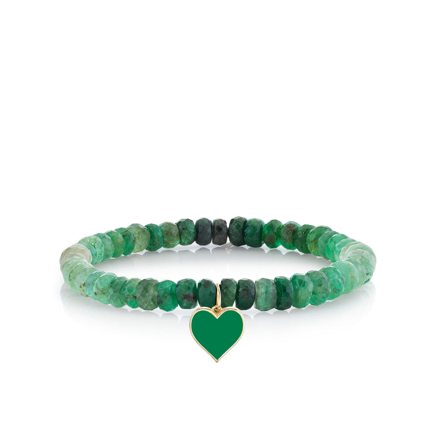 Gold & Enamel Heart on Shaded Emerald - Sydney Evan Fine Jewelry
