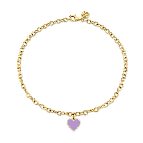 Gold & Enamel Small Heart Anklet