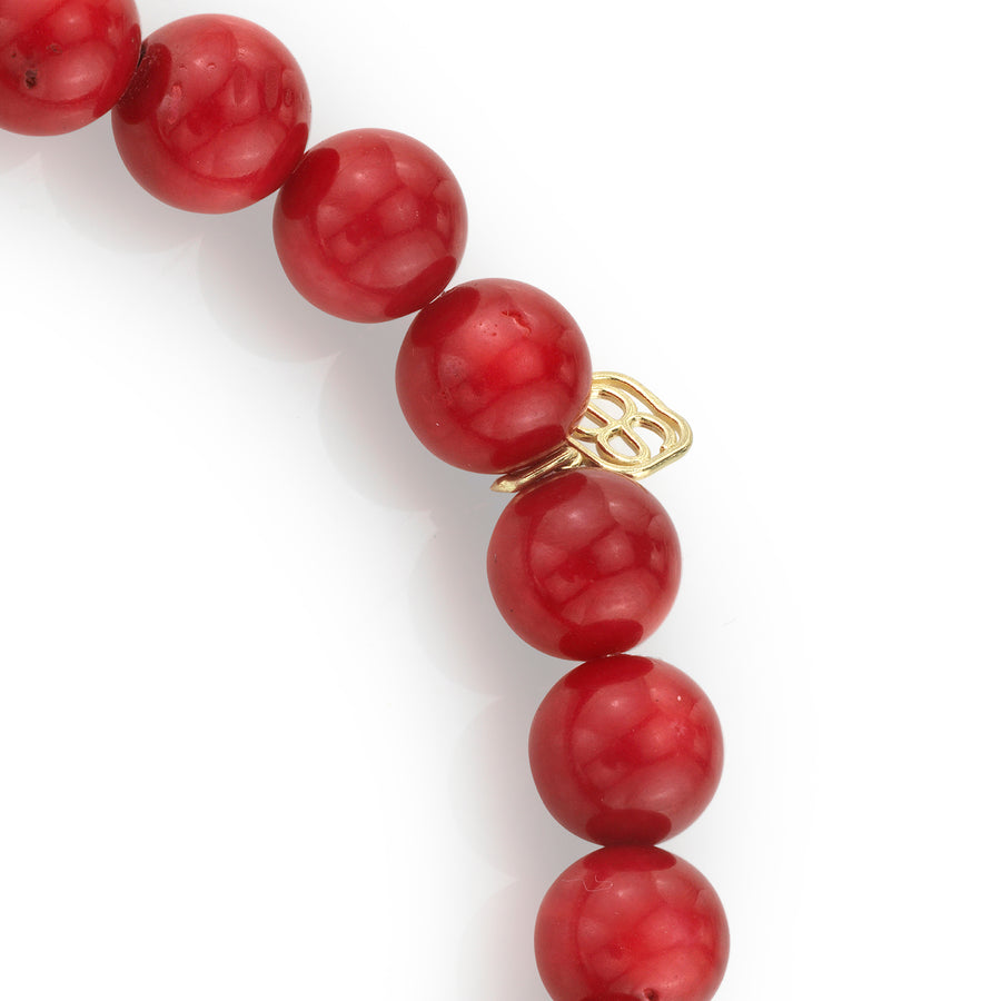 Gold & Enamel Small Heart on Red Bamboo Coral - Sydney Evan Fine Jewelry
