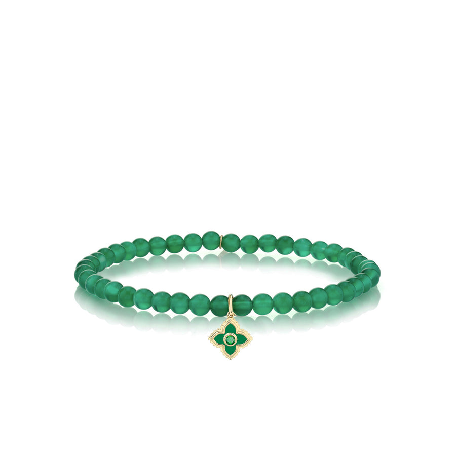 Gold & Emerald Mini Enamel Moroccan Flower on Green Onyx - Sydney Evan Fine Jewelry