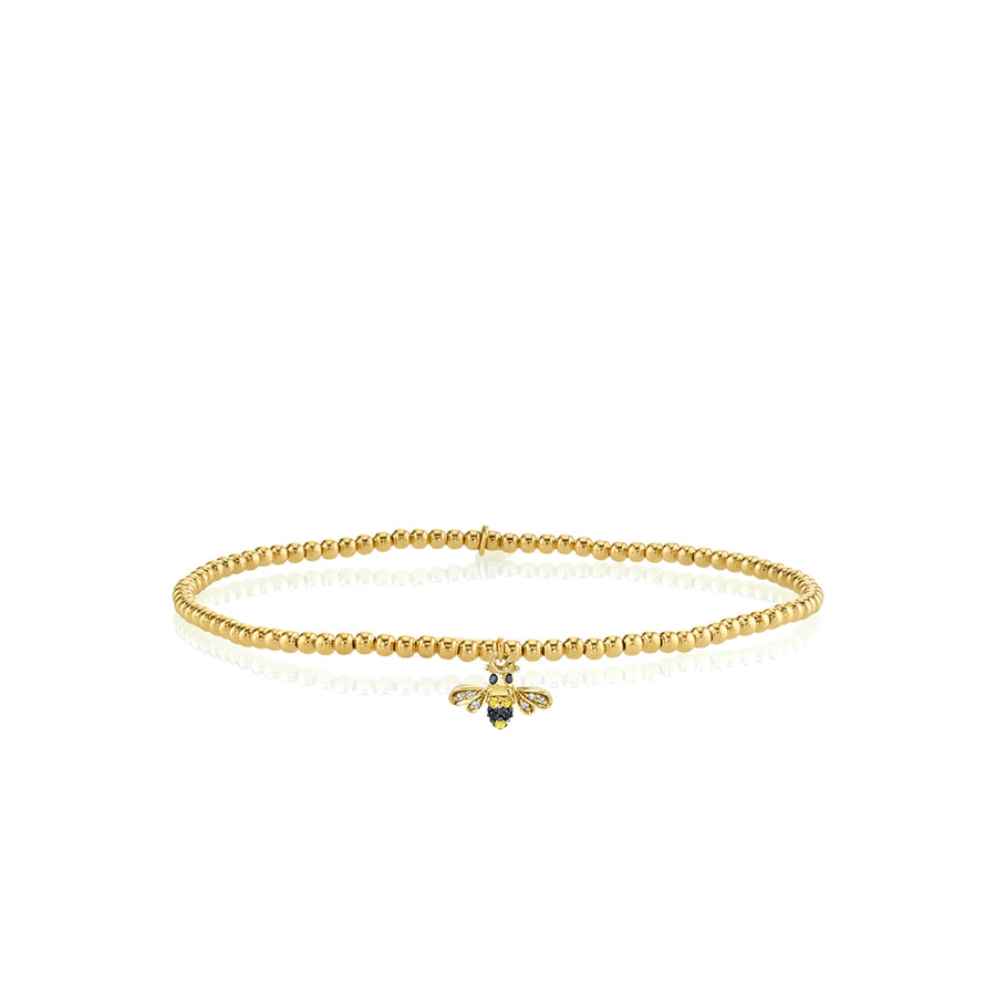 Gold & Diamond Tiny Bee on Gold Beads - Sydney Evan Fine Jewelry