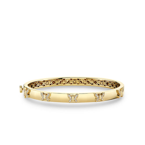 Gold & Diamond Butterfly Bangle