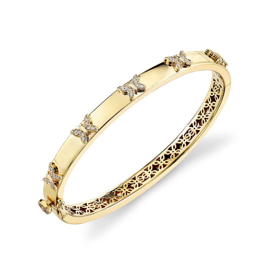 Gold & Diamond Butterfly Bangle - Sydney Evan Fine Jewelry