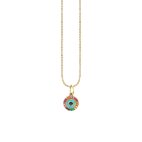 Gold & Rainbow Small Enamel Round Eye Charm