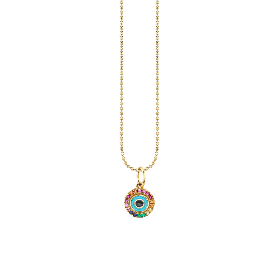 Gold & Rainbow Small Enamel Round Eye Charm - Sydney Evan Fine Jewelry