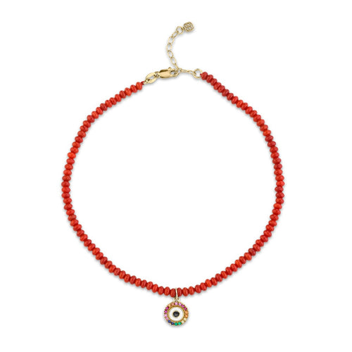 Gold & Rainbow Eye Red Sea Bamboo Anklet