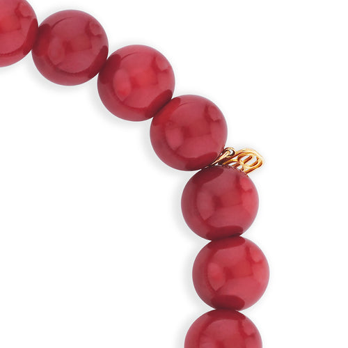 Men's Collection Gold & Diamond Hamsa Bead on Red Sea Bamboo