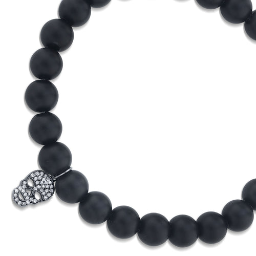 Men's Collection Mini Black Rhodium & Pavé Diamond Skull on Matte Black Onyx