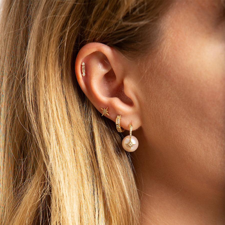 Gold & Diamond Starburst Pearl Earrings - Sydney Evan Fine Jewelry