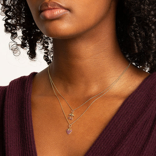 Gold & Diamond Small Cherry Charm