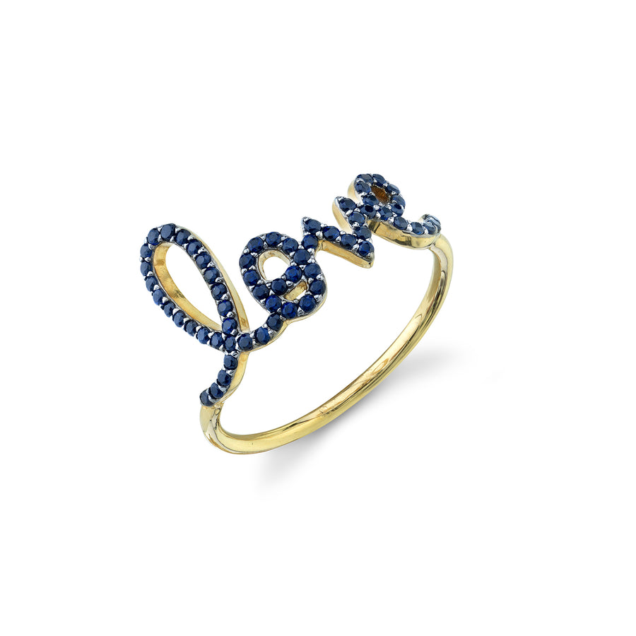 Gold & Pavé Sapphire Large Love Ring - Sydney Evan Fine Jewelry