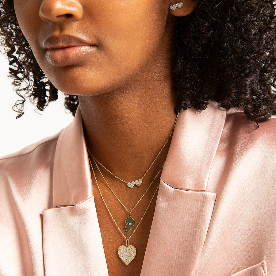 Gold & Diamond Extra Large Heart Charm - Sydney Evan Fine Jewelry