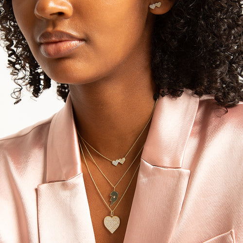 Gold & Diamond Medium Double Heart Necklace