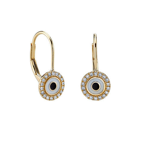Gold & Diamond Eye French Wire Earrings