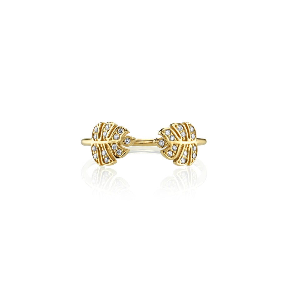 Gold & Diamond Tiny Double Monstera Leaf Ring - Sydney Evan Fine Jewelry