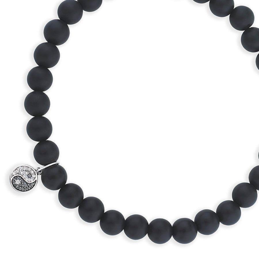 Men's Collection Gold & Diamond Small Yin Yang on Black Matte Onyx - Sydney Evan Fine Jewelry