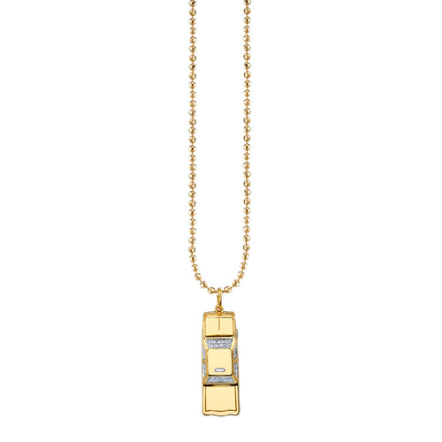 Men's Collection Gold & Diamond Taxi Cab Necklace