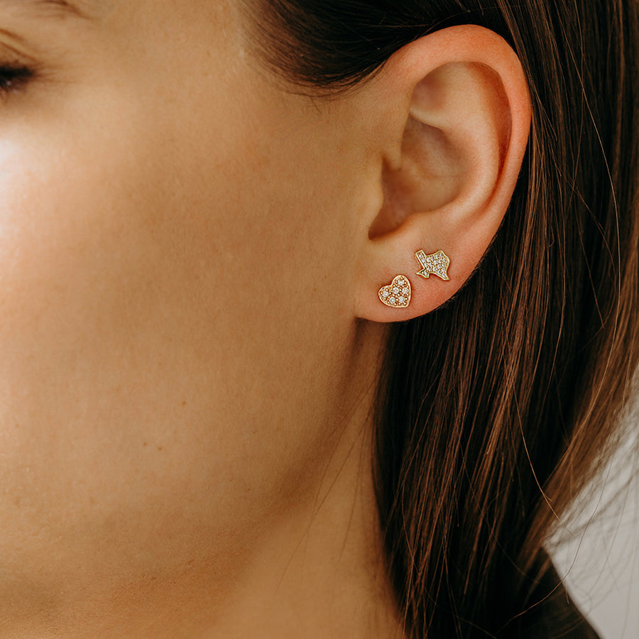Gold & Diamond Texas State Outline Stud - Sydney Evan Fine Jewelry