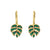 Gold & Diamond Monstera Leaf French Wire Earrings