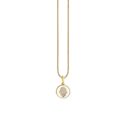 Kids Collection Gold & Enamel Tiny Hamsa Medallion Necklace