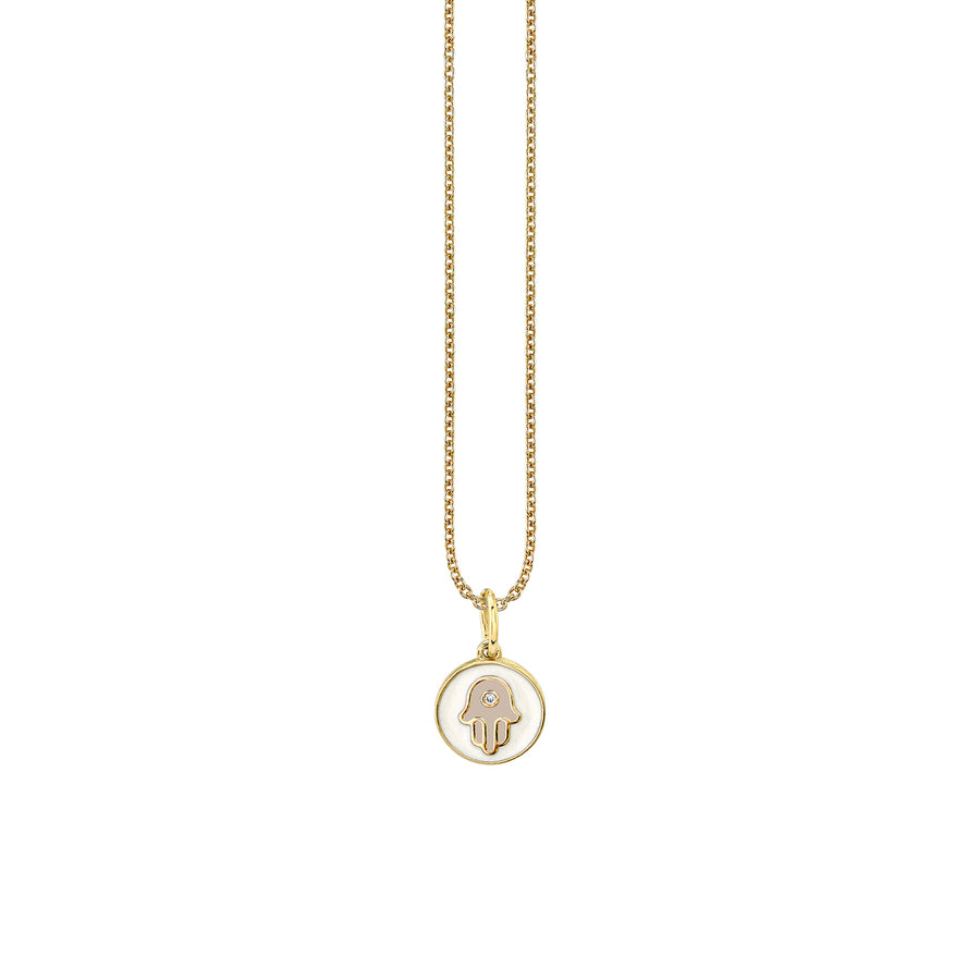 Gold & Enamel Tiny Hamsa Medallion Charm - Sydney Evan Fine Jewelry