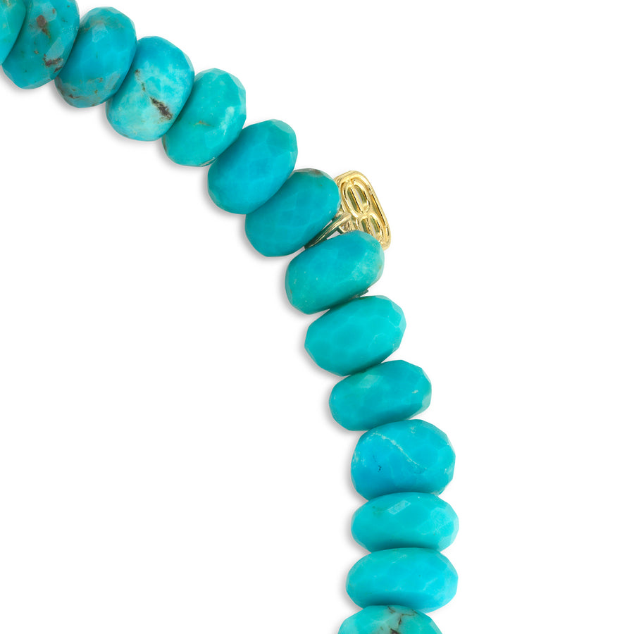 Gold & Diamond Rondelle on Turquoise - Sydney Evan Fine Jewelry