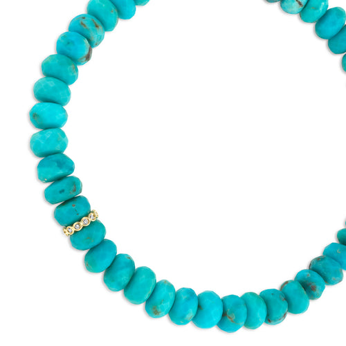 Gold & Diamond Rondelle on Turquoise