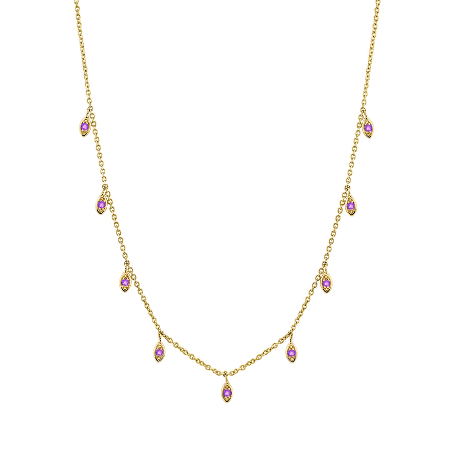 Gold & Gemstone Marquise Fringe Necklace - Sydney Evan Fine Jewelry