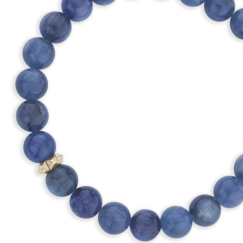 Men's Collection Gold & Diamond Pyramid Rondelle on Kyanite