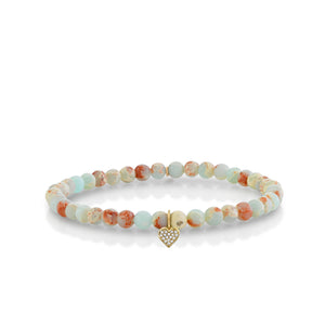 Gold & Diamond Mini Heart on Impression Jasper - Sydney Evan Fine Jewelry