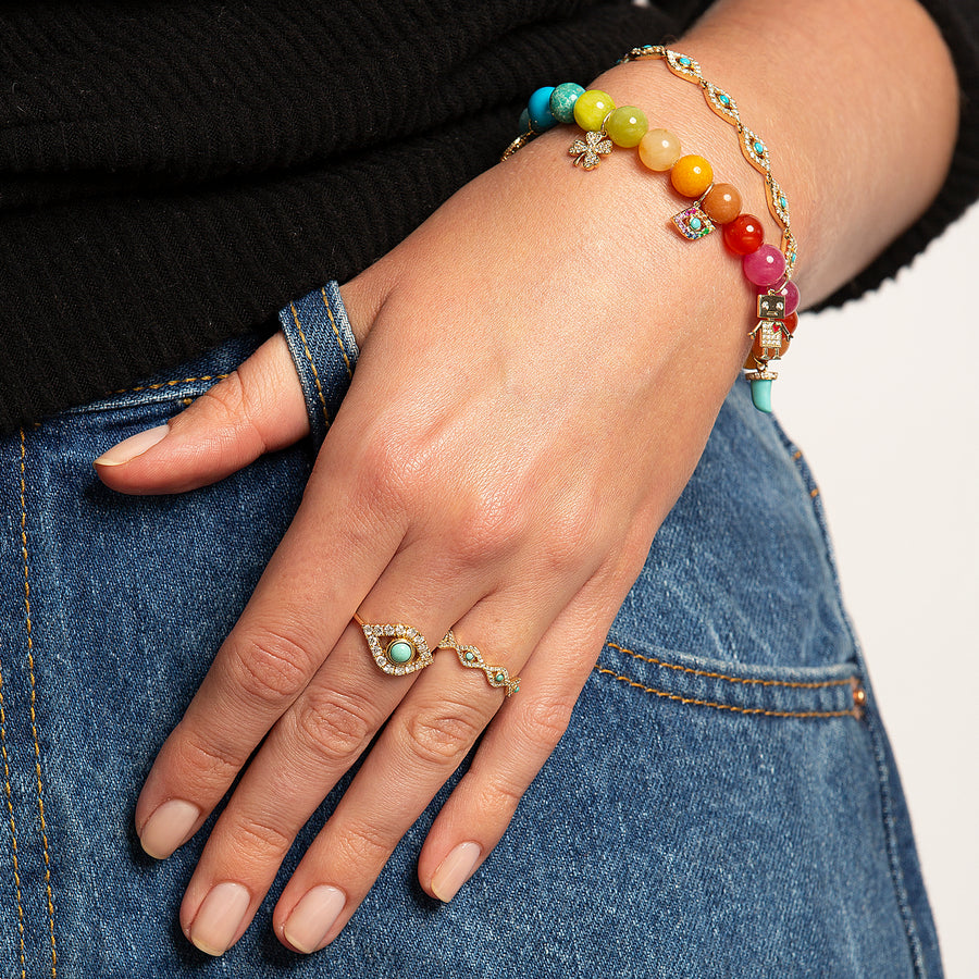 Gold & Rainbow Multi-Charm on Rainbow Jade - Sydney Evan Fine Jewelry