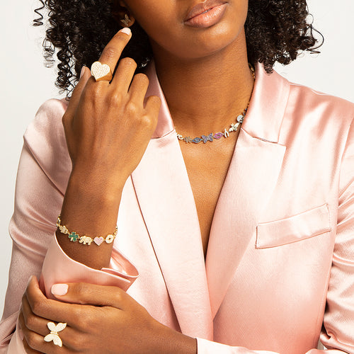 Gold & Diamond Rainbow Anniversary Multi-Icon Eternity Necklace