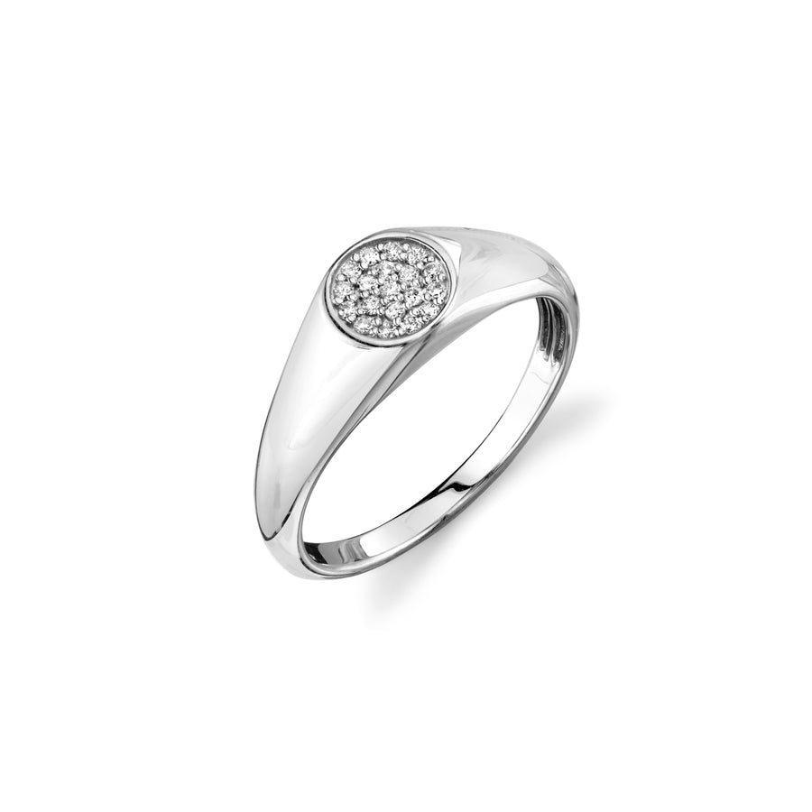 Gold & Diamond Mini Oval Pave Signet Ring - Sydney Evan Fine Jewelry