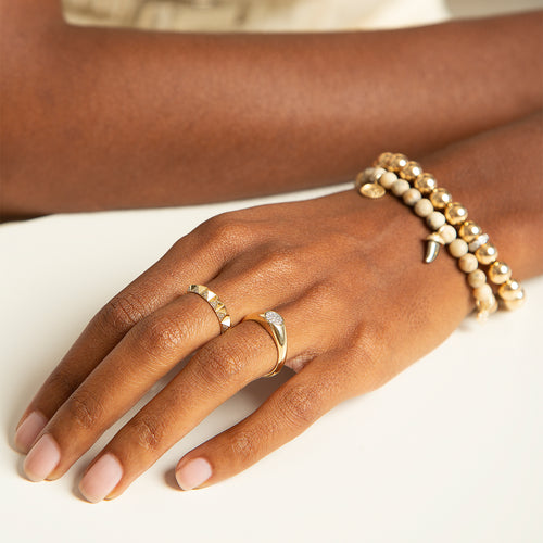 Gold & Diamond Mini Oval Pave Signet Ring