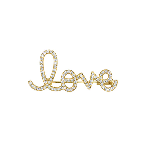 Men's Collection Gold & Diamond Love Script Brooch